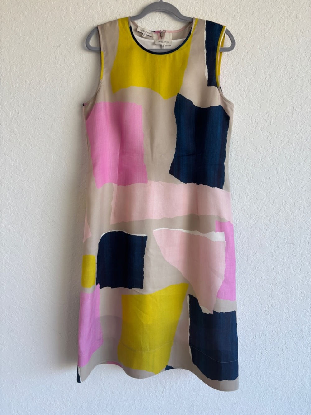 Lafayette 148 New York Papier Print Silk Gazar Tulip Midi Dress SZ 12 Worn Once